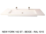 Plan vasque à encastrer, bassin double 142 cm, sur mesure, Largeur 150 à 200 cm x Profondeur 40 à 60 cm, résine minérale ACRYSTONE®, Finition lisse, Livraison Offerte et Rapide.